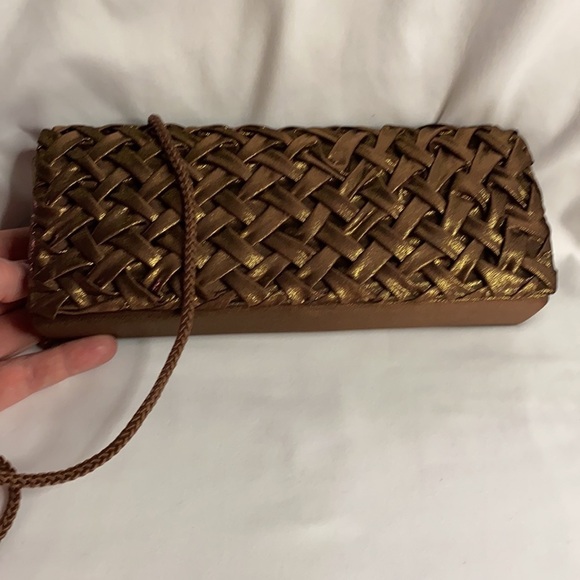 Triangular Clutch, Crossbody Purse with Golden Shimmer - Picture 3 of 7